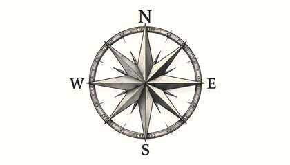 Compass Rose with Stylized Points logo icon representing Navigation, travel, consulting