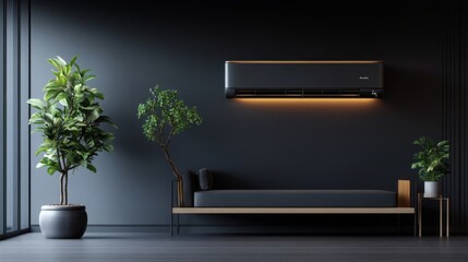 Modern Interior Design with Air Conditioner Plants and Sofa