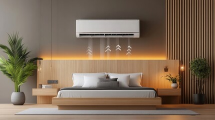 Modern Bedroom Interior with Air Conditioner and Minimalist Design