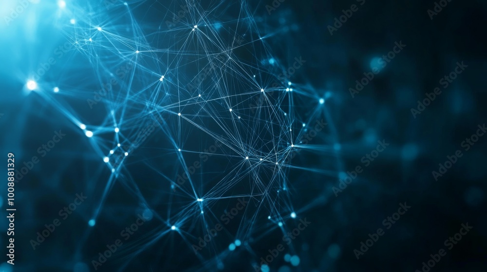 Leinwandbilder a vibrant blue abstract representation of interconnected nodes and lines, symbolizing technology, da