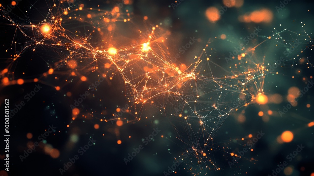 Aufkleber a vibrant abstract image showcasing glowing connections and particles in a cosmic space, evoking a s