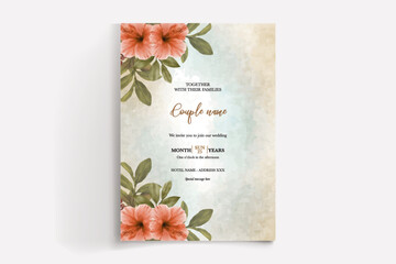 WEDDING INVITATION FRAME WITH FLOWER DECORATIONS WITH FRESH LEAVES
