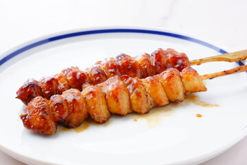 炭火でじっくり焼いた、おいしい焼き鳥（ぼんじり）
