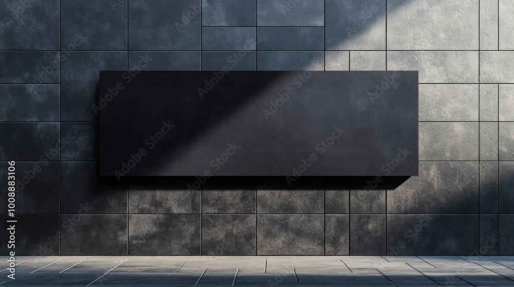 Poster A minimalistic black structure casts shadows against a textured gray wall, creating a sharp contrast in design.