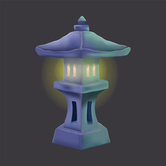 Japan Lantern Antique  Stone Traditional