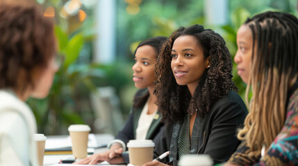 A group of female investors discussing strategies for wealth growth and financial empowerment through diversified investments.