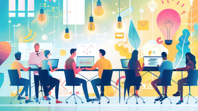 A group of global tech startup founders attending a digital innovation summit, sharing strategies for growing their businesses and scaling technology products.