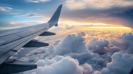 Obraz premium Aerial View of Clouds from an Airplane - Serene Flight Above the Sky