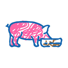 pig feeding farm doodle icon sketch vector. pig feeding farm sign. isolated symbol illustration