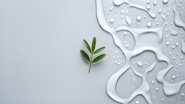 Green leaf clover with splash water, water drop on white background, fresh splash water for walpaper or presentation
