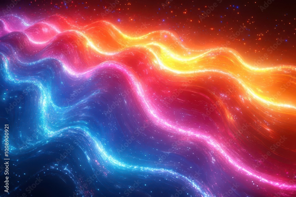 Wall mural holographic neon background with colorful psychedelic waves creating a mesmerizing and vibrant abstr