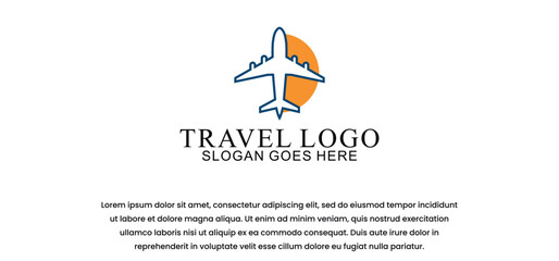 Travel vector logo and travel agent, with globe, compass, and aircraft symbols, templates for your company or business