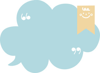 collection set of cute doodle hand draw facial expression blue color speech bubble balloon with character facial expression, text box think speak talk banner, flat png transparent element design