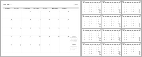 set calendar 2024 with simple and modern design, monday