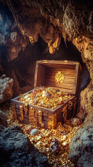 Hidden Pirate Treasure Chest in a Secret Cave  
