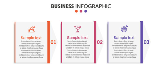 Business infographic template with 3 options or steps
