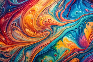 Abstract swirling paint colors close-up