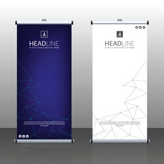 Roll up banner design template, vertical, modern x-banner, rectangle size. abstract background pull up design