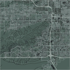 Map of Ahwatukee Foothills in Arizona in a smooth dark style. Contains layered vector with roads water, parks, etc.