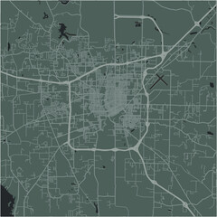 Map of Texarkana in Arkansas in a smooth dark style. Contains layered vector with roads water, parks, etc.