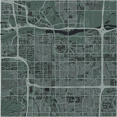Map of Tempe in Arizona in a smooth dark style. Contains layered vector with roads water, parks, etc.
