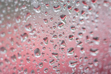 Raindrops on the glass surface 
