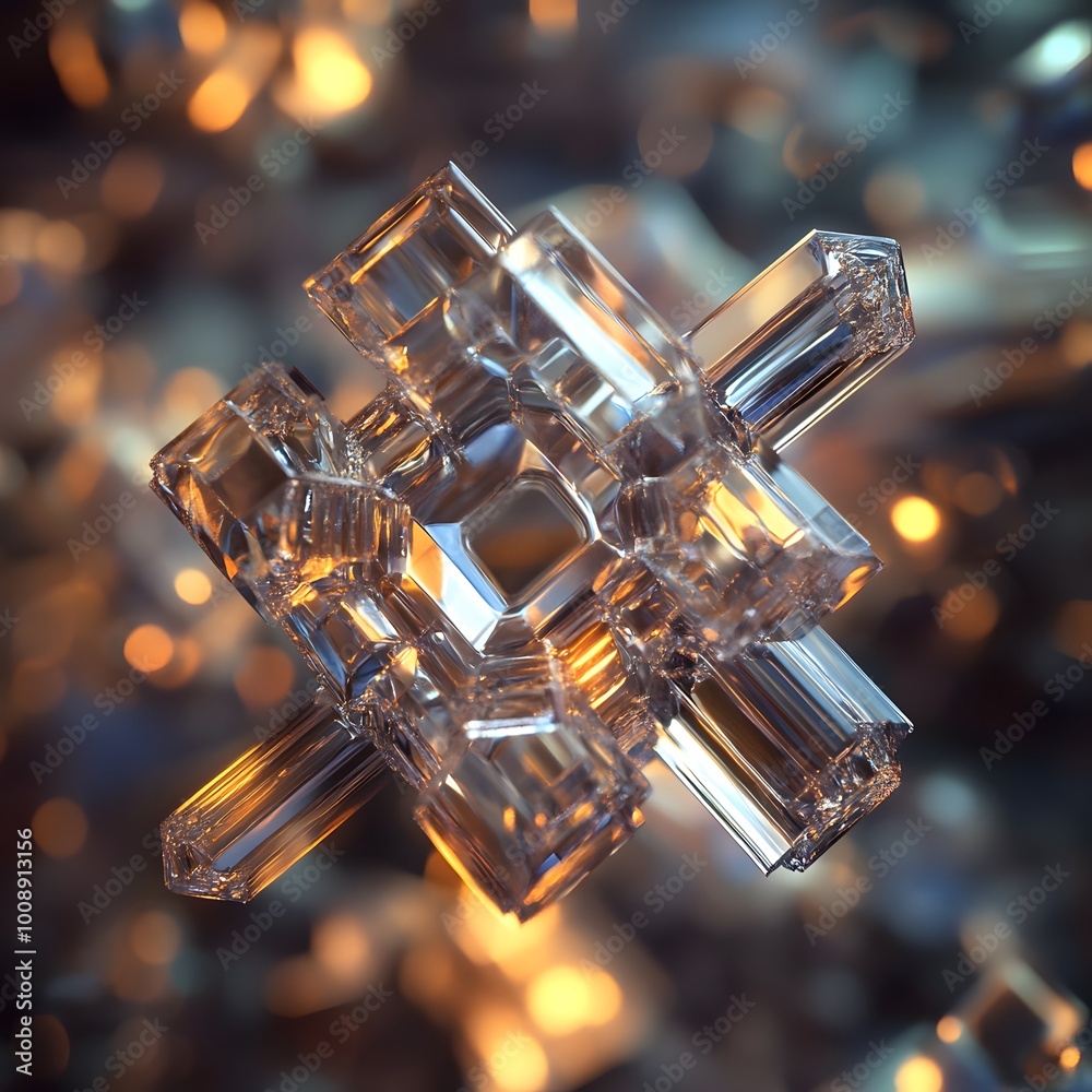 Poster abstract glass-like structure on a blurred background