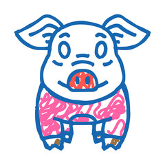 Naklejka premium cute piglet pig farm doodle icon sketch vector. cute piglet pig farm sign. isolated symbol illustration