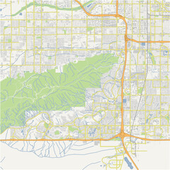 Obraz premium Map of Ahwatukee Foothills in Arizona in a normal road map style. Contains layered vector with roads water, parks, etc.