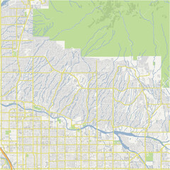 Map of Catalina Foothills in Arizona in a normal road map style. Contains layered vector with roads water, parks, etc.