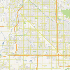 Map of Glendale in Arizona in a normal road map style. Contains layered vector with roads water, parks, etc.