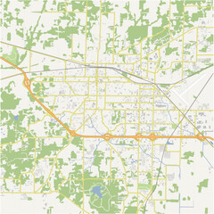 Obraz premium Map of Jonesboro in Arkansas in a normal road map style. Contains layered vector with roads water, parks, etc.