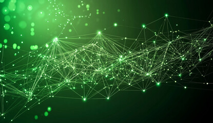 Fototapeta premium Abstract green background with a digital mesh