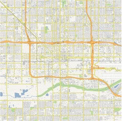 Fototapeta premium Map of Phoenix Centre in Arizona in a normal road map style. Contains layered vector with roads water, parks, etc.