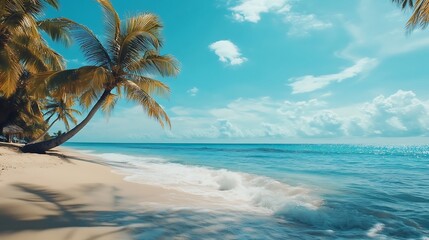 Obraz premium Beautiful tropical beach with crystal clear sea view photos