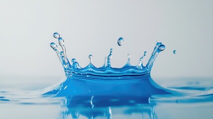 Detailed blue water splash captured in isolation on a clean white background, emphasizing the clarity and fluidity of the droplets
