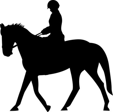 recommend clip art: Silhouette of person riding horse. Equestrian sport. Training horseback ride. Professional equestrian competition, dressage performance. Jockey on horse. Champion. 