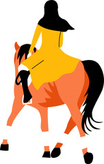 Person riding horse. Equestrian sport. Horsewoman with hijab riding horse. Professional equestrian competition, dressage performance. Jockey on horse. Champion. Horse riding. Equestrian sport.