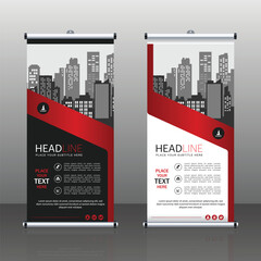 Roll up banner design template, vertical, modern x-banner, rectangle size. abstract background pull up design