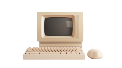 Vintage computer on white background