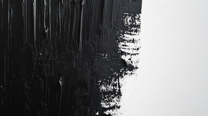 Creative black paintbrush stroke with textured details on a bright white canvas, emphasizing simplicity