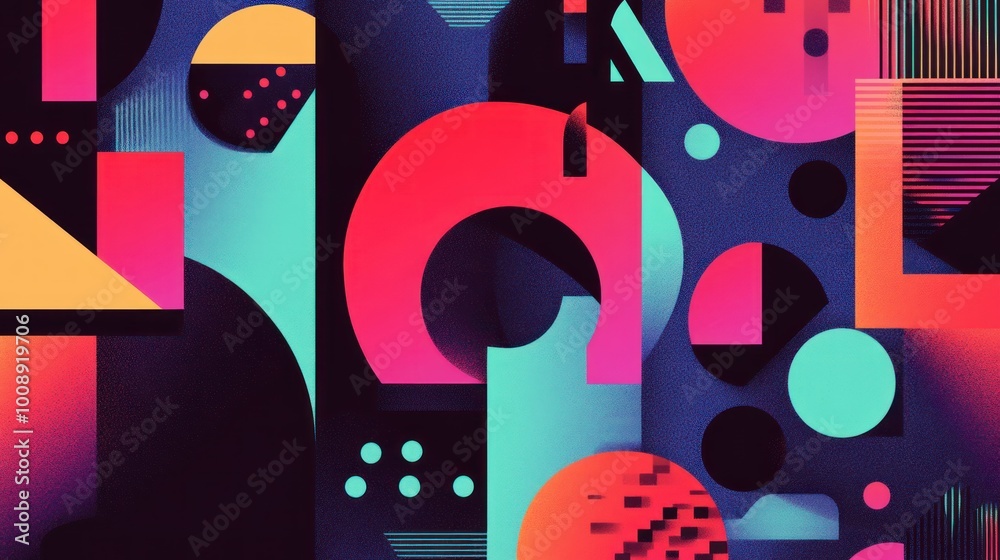 Poster Abstract Geometric Pattern with Vibrant Colors and Textured Background