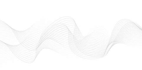 White wave curve lines banner background design. Abstract soft wave lines dynamic flowing gray light isolated background. Vector Illustration of the gray pattern of lines. Black stripes on white	
