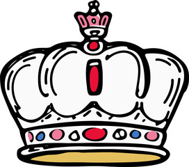 Fototapeta premium Hand-Drawn Royal Crown with Jewels - Vector Illustration of Majesty and Luxury