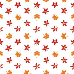 Autumn theme pattern background. Leaf fall pattern background. Autumn seamless pattern. Colorful autumn illustration pattern background.