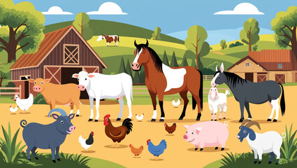 farm animals in the field