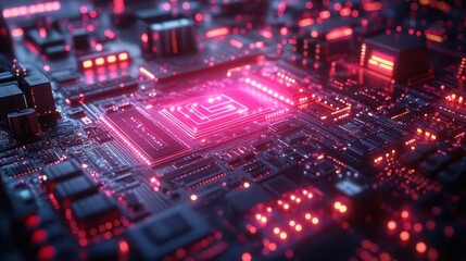 Fototapeta premium futuristic scene featuring innovative electronic gadgets and devices showcasing sleek designs and advanced technology set against a digital backdrop pulsating with vibrant colors