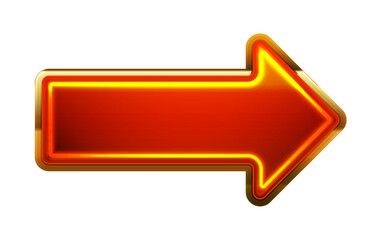 Glowing neon red arrow, right direction vector sign