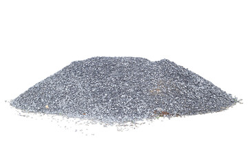 Pile of gravel or stone in construction site isolated on white background.