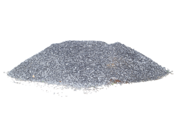 Pile of gravel or stone in construction site isolated on white background.
